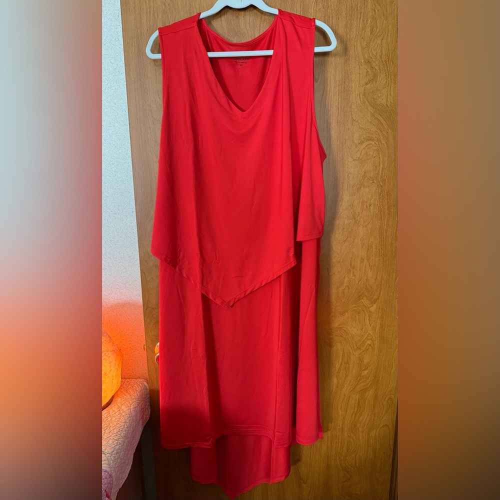 NWOT Cuddl Duds Silky Tank Dress with Asymmetrical Overlay, 
SIZE:3X